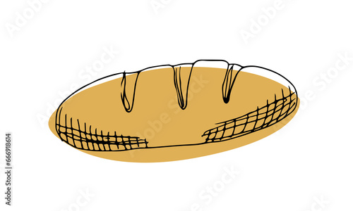 White bread , vector illustration . Hand drawn sketch food illustration ,doodle flat style for various design projects such as advertising for bakery, cookbook, packaging and other design uses. Bakery
