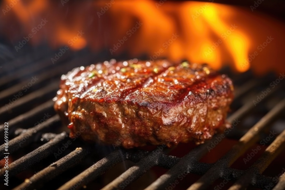 temperature-checked burger patty on a grill temperature-checked burger patty on a grill