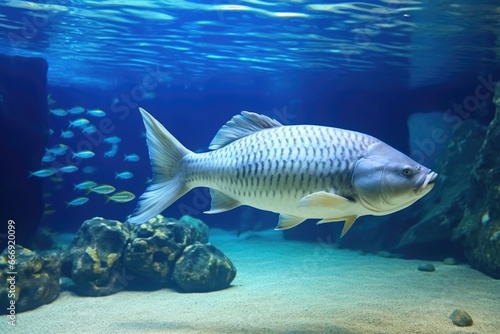 comparison of small and large fish in aquarium