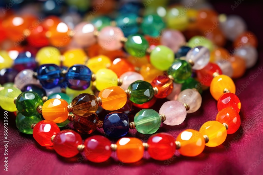 colorful beads strung together on a necklace colorful beads strung together on a necklace