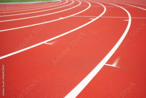 detail of running track curving away  shot from above