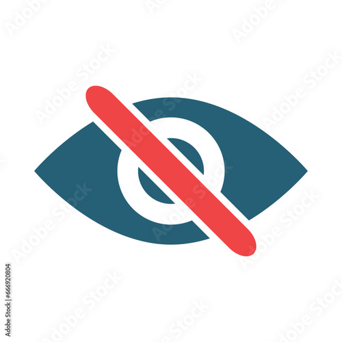 Visibility Off Glyph Two Color Icon Design