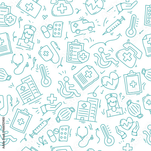 Seamless pattern with medical elements. health care seamless pattern.