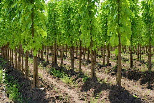 rows of flourishing coffee plants