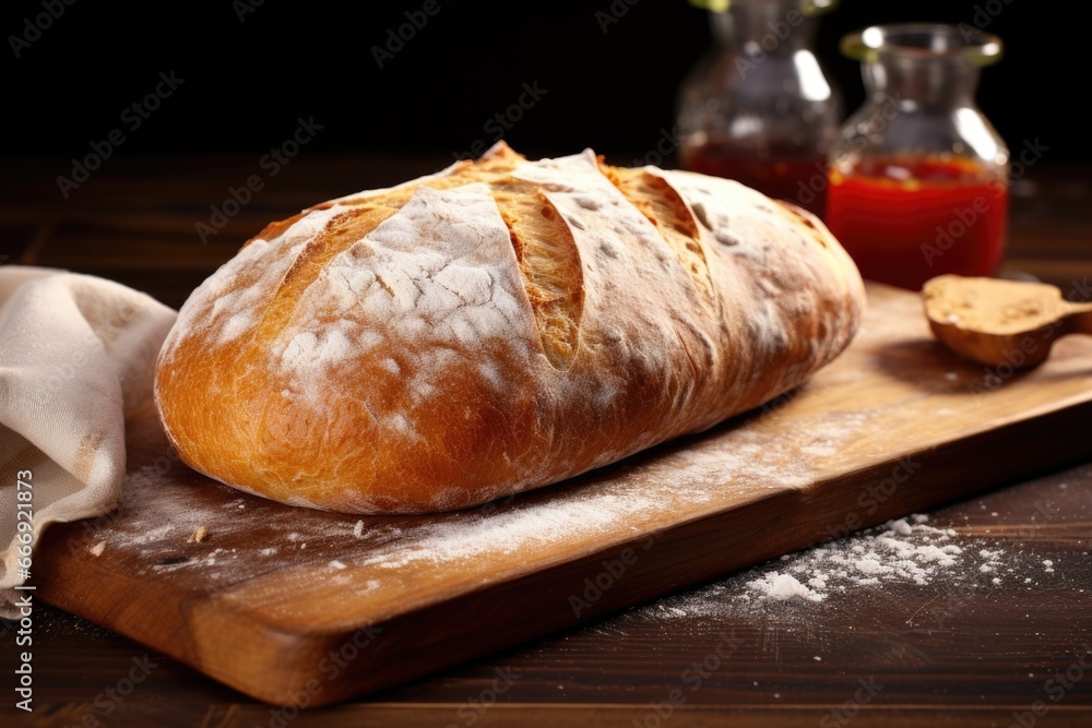 freshly baked bread on a wooden board