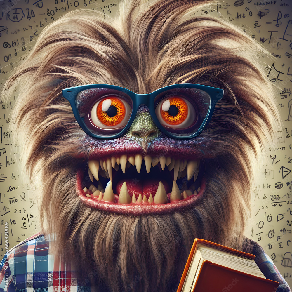 Obraz premium Hairy monster nerd
