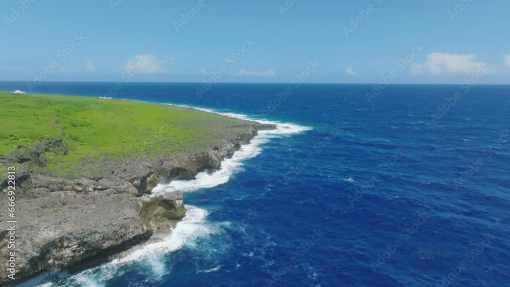 Drone view of the cliff(Bird Island in Saipan)_사이판 버드아일랜드 드론뷰 Drone view of the cliff(Bird Island in Saipan)_사이판 버드아일랜드 드론뷰