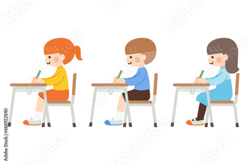 授業を受ける子供達のイラスト素材