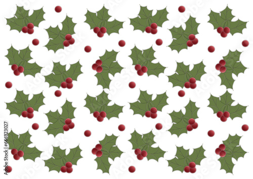 Holly Christmas texture, pattern ideal for website, e-mail, presentation, postcard, book, t-shirt, sweatshirt, mug, photo, label, sticker, book, notebook, printable, Cricut, silhouette

