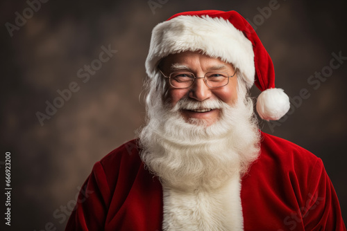 Santa Claus isolated on a vibrant background with a place for text 