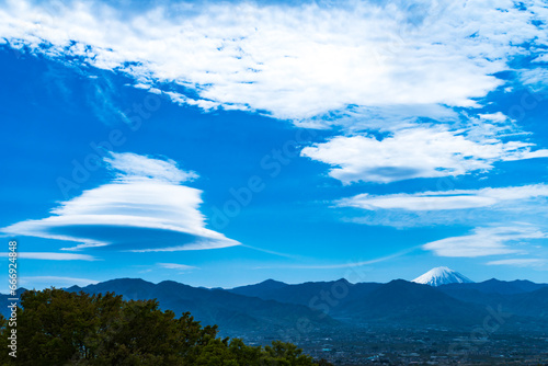 Vast landscape and clouds overlooking Mt. Fuji