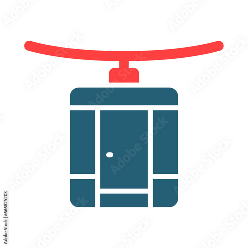 Cableway Glyph Two Color Icon Design