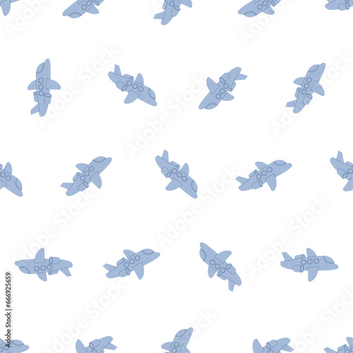 Flat line airplane seamless pattern. Suitable for backgrounds, wallpapers, fabrics, textiles, wrapping papers, printed materials, and many more.