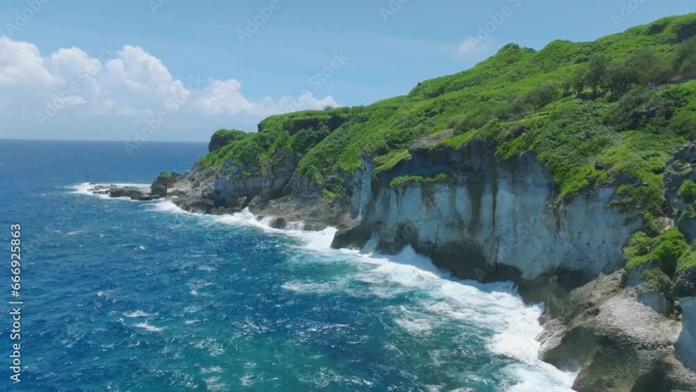 Drone view of the cliff(Bird Island in Saipan)_사이판 버드아일랜드 드론뷰 Drone view of the cliff(Bird Island in Saipan)_사이판 버드아일랜드 드론뷰