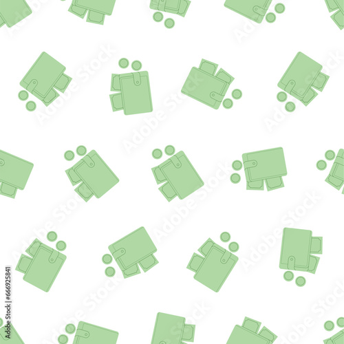 Flat line wallet and money seamless pattern. Suitable for backgrounds, wallpapers, fabrics, textiles, wrapping papers, printed materials, and many more.