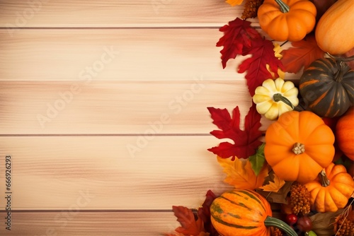 Autumn frame composition Thanksgiving background autumn elements with copy space 