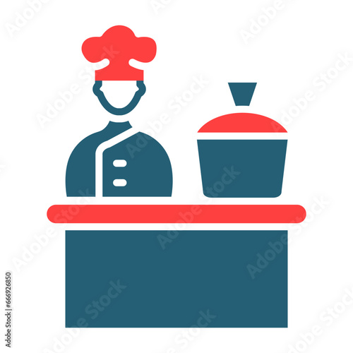 Cooking Show Glyph Two Color Icon Design