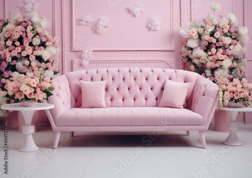 fotostudio Wedding background and rose flower decora