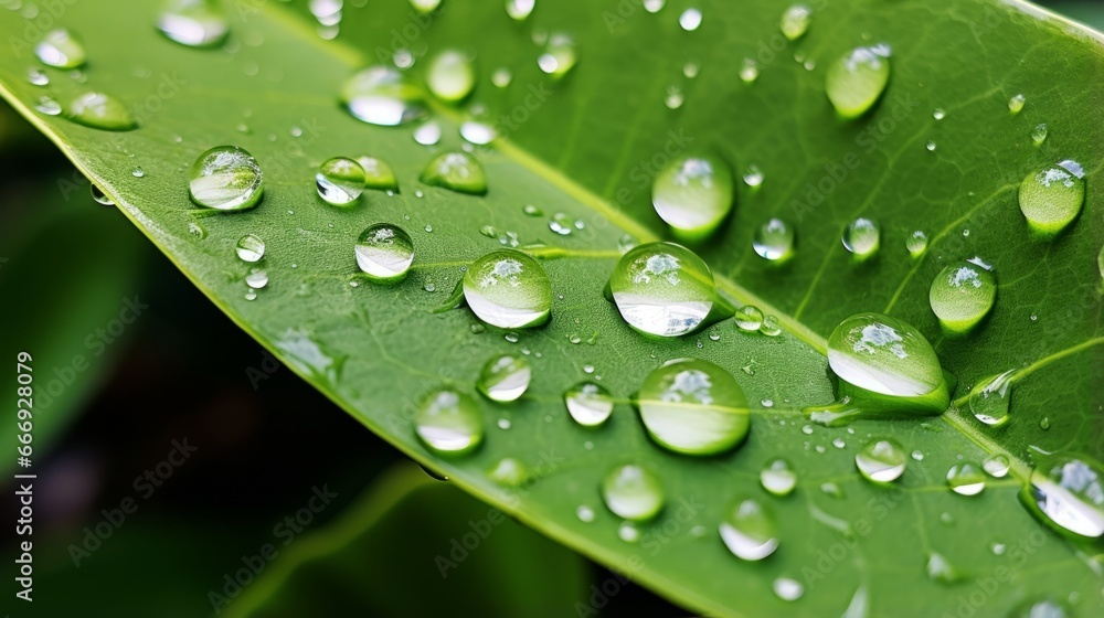 A close-up of a shimmering raindrop on a leaf A close-up of a shimmering raindrop on a leaf