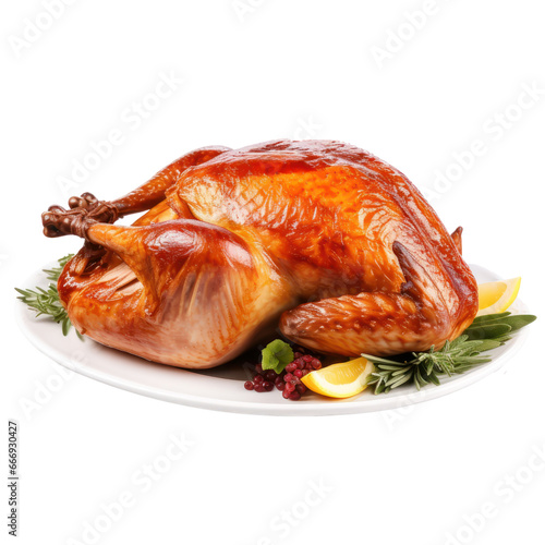 Turkey roasted isolated on transparent background,transparency 