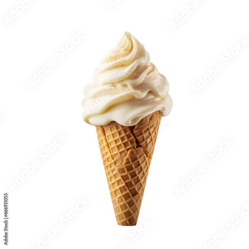 Vanilla ice cream cone isolated on transparent background,transparency 
