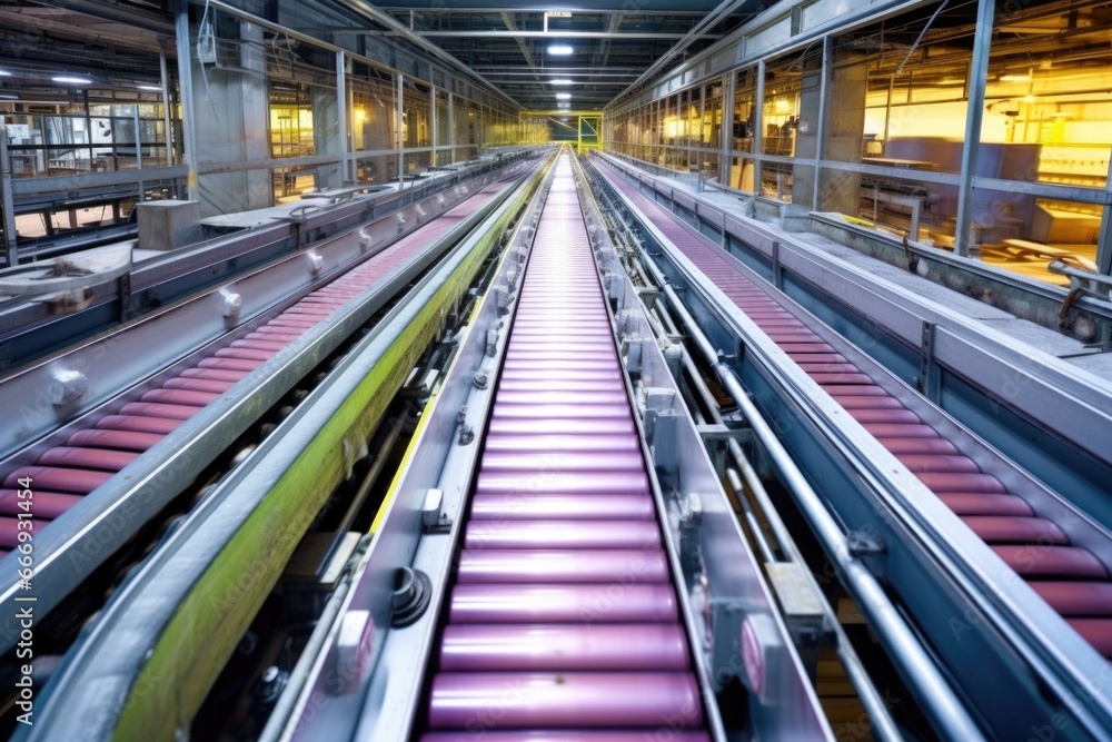 long conveyor belt with negative scanners in process long conveyor belt with negative scanners in process