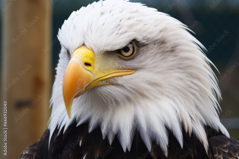 Fototapeta premium close-shot of a bald eagle staring intensely