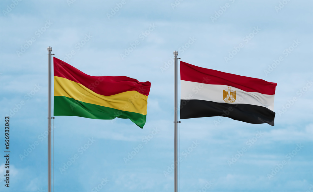 Egypt and Bolivia flags, country relationship concept Egypt and Bolivia flags, country relationship concept