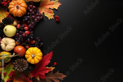 Thanksgiving background arrangement with copy space Autumn frame composition autumn elements  