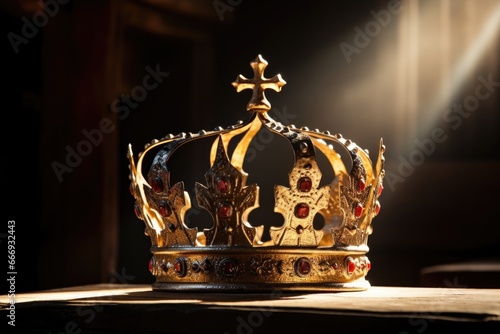 a kings crown in a beam of sunlight photo