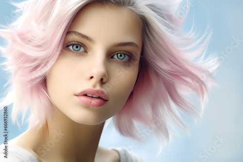 pink hair woman  AI generated