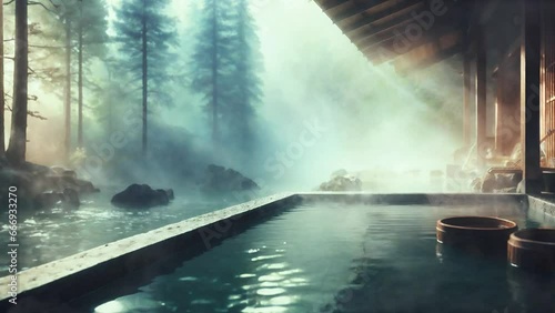 There is an onsen (a big hot spring ) in the Ryokan (Japanese-style hotel). Generative AI