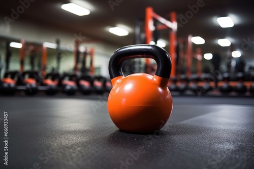 equipment for kettlebell training in a sports gym