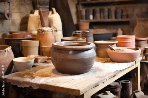 pottery wheel and bucket of water © altitudevisual