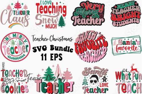 Teacher Christmas Svg Dessign Bundle