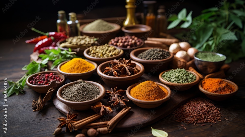 Ayurvedic herbs and spices used in traditional cuisine