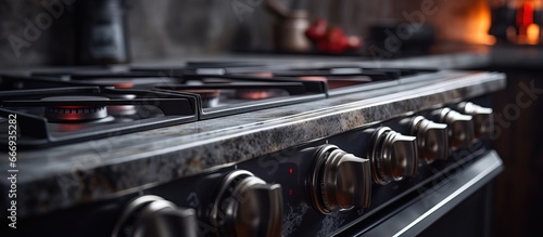 Closeup of an electric stove cook top in a kitchen