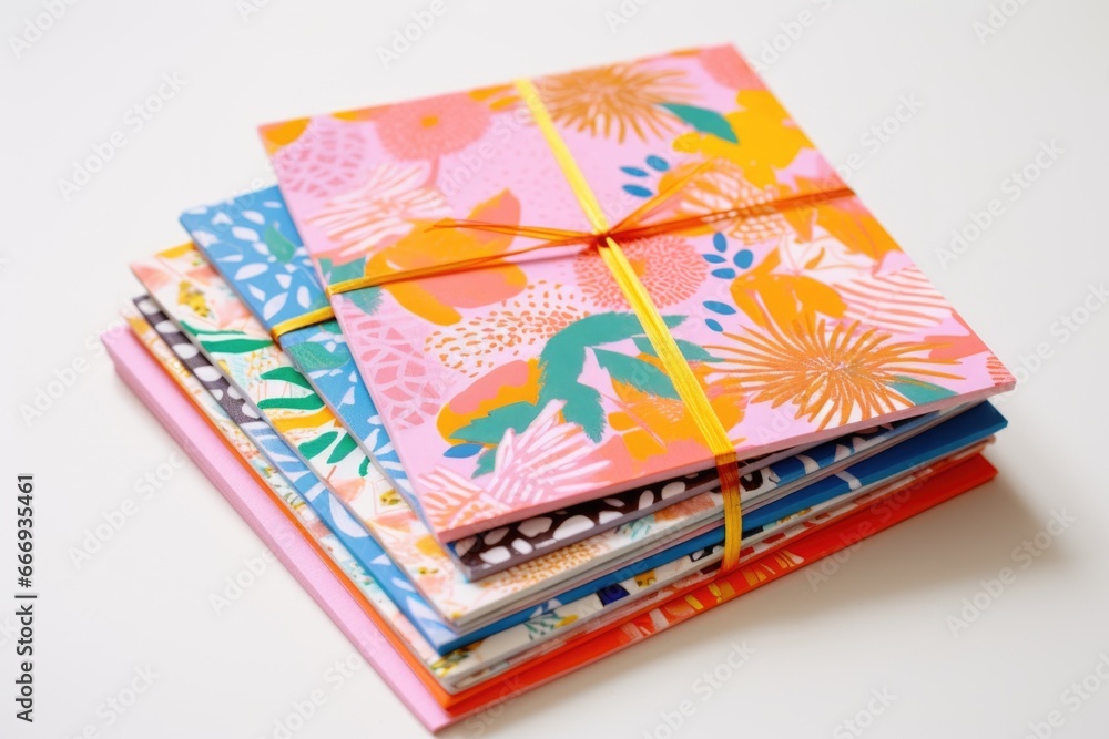 stack of party invitations in vibrant, summer-inspired prints stack of party invitations in vibrant, summer-inspired prints
