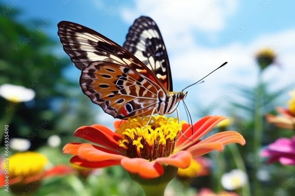 close up shot of a butterfly on a flower in summer close up shot of a butterfly on a flower in summer