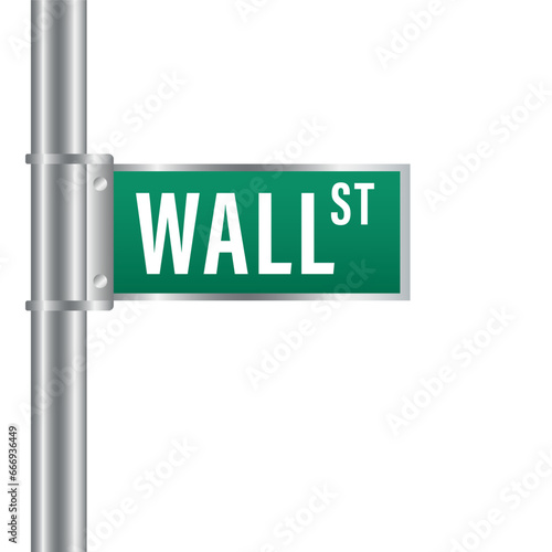 Wall Street sign. Main street. Money and finance symbol. Vector illustration