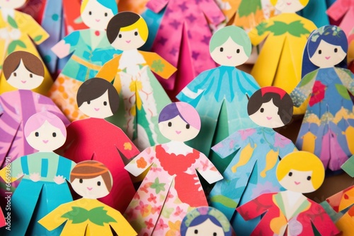 group of multicolored paper dolls photo
