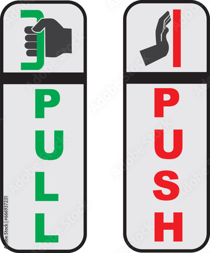 vector of push pull sign on door