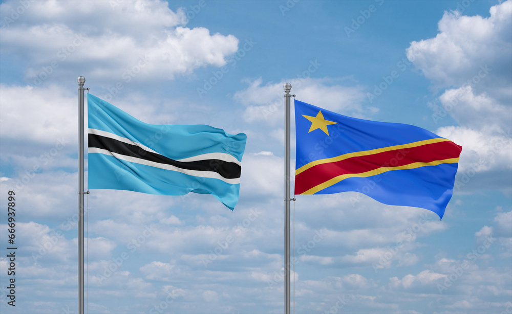 Congo and Botswana flags, country relationship concept Congo and Botswana flags, country relationship concept