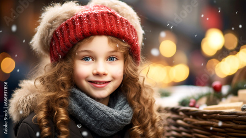 Wallpaper Mural cute little girl at Christmas market Torontodigital.ca