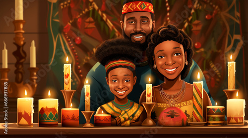 kwanzaa holiday illustration family at Christmas