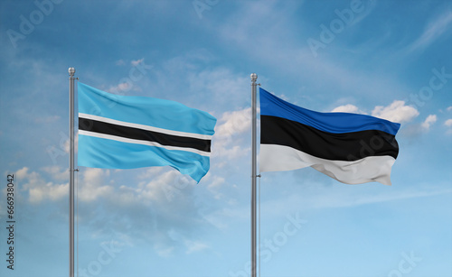 Estonia and Botswana flags, country relationship concept