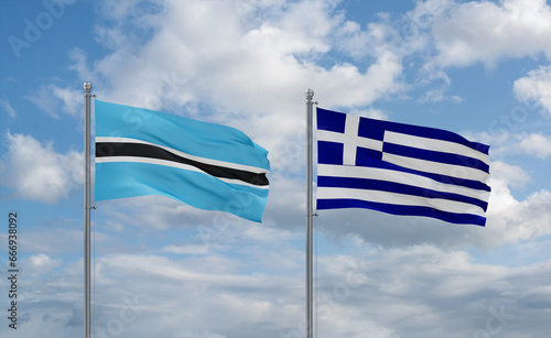 Greece and Botswana flags, country relationship concept