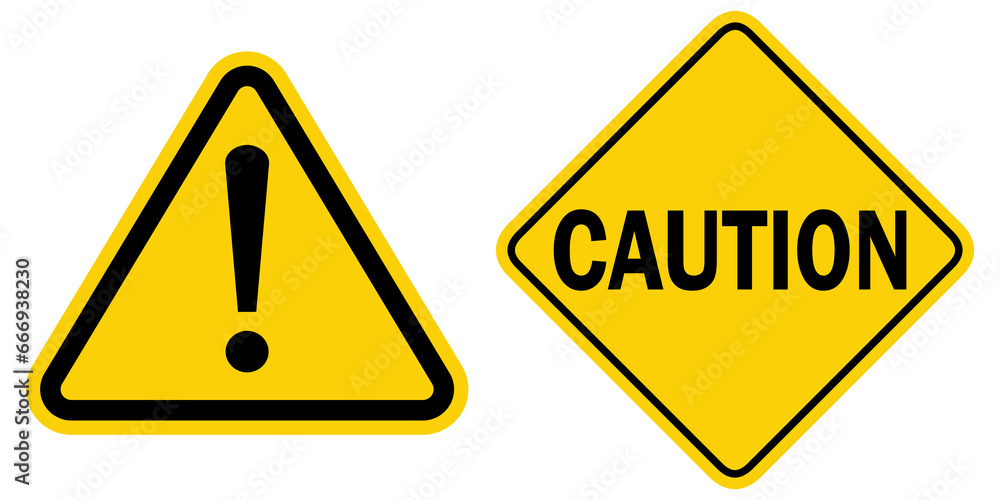 Hazard sign set, caution icon warning yellow sign. vector illustration. Hazard sign set, caution icon warning yellow sign. vector illustration.