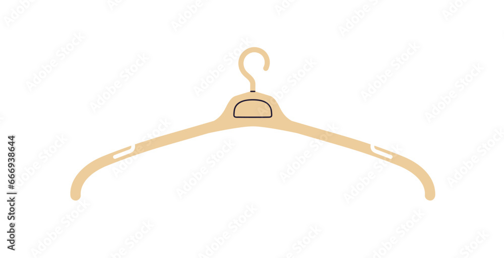 Empty clothes hanger with swivel hook. Closet, wardrobe accessory for storing, hanging apparel, top garment in cloakroom. Storage item. Flat vector illustration isolated on white background Empty clothes hanger with swivel hook. Closet, wardrobe accessory for storing, hanging apparel, top garment in cloakroom. Storage item. Flat vector illustration isolated on white background