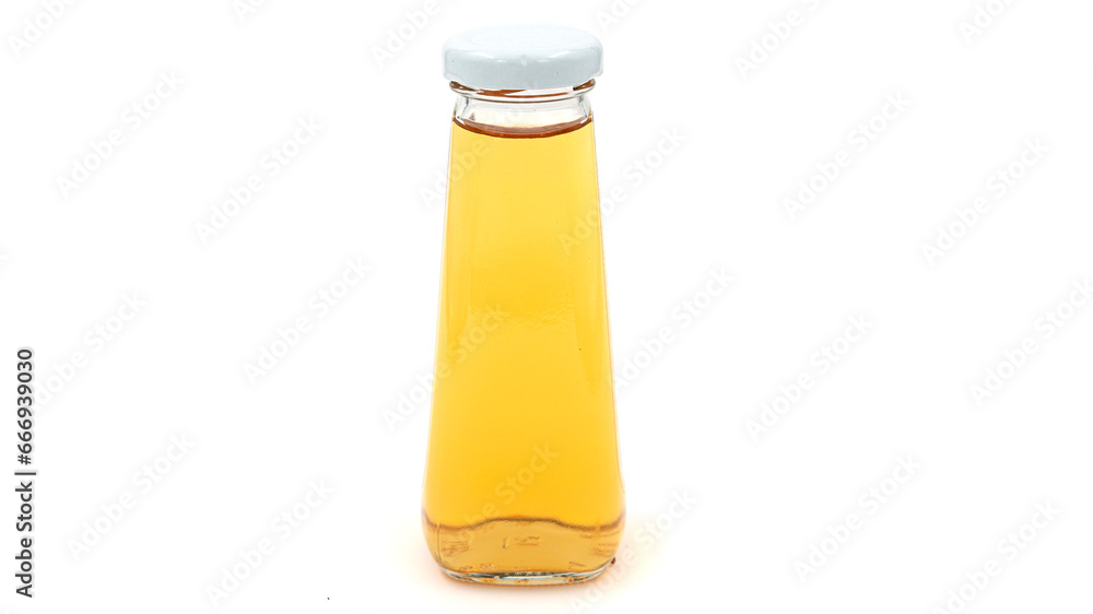 Front view of apple juice glass bottle isolated on white Front view of apple juice glass bottle isolated on white